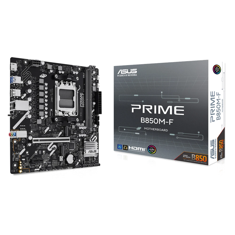 ASUS PRIME B850M-F CSM motherboard with retail box