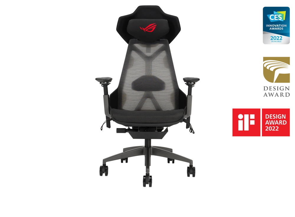 ASUS ROG Destrier - front view with award logos