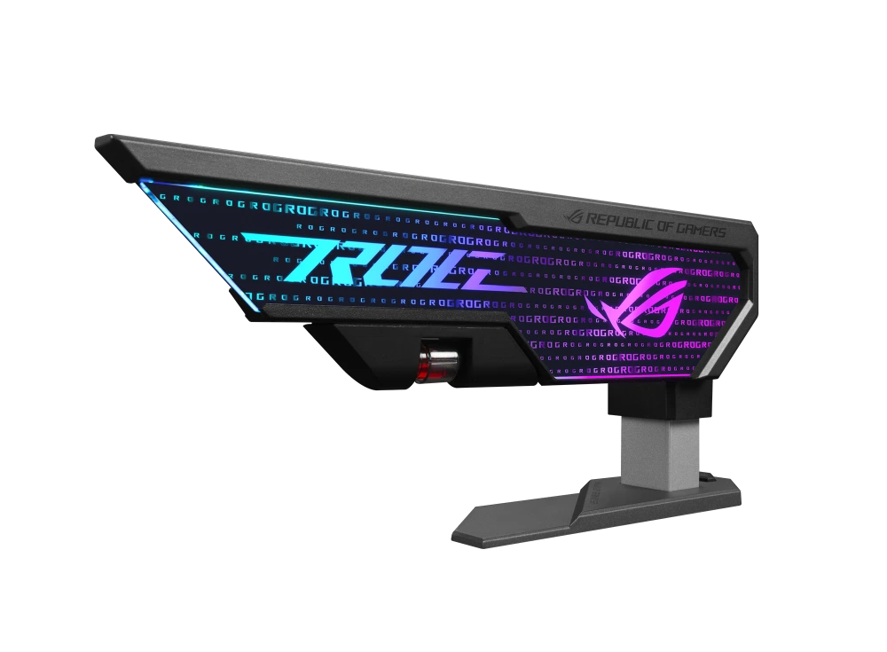 ASUS ROG Herculx front view, tilted 45 degrees, with AURA lighting