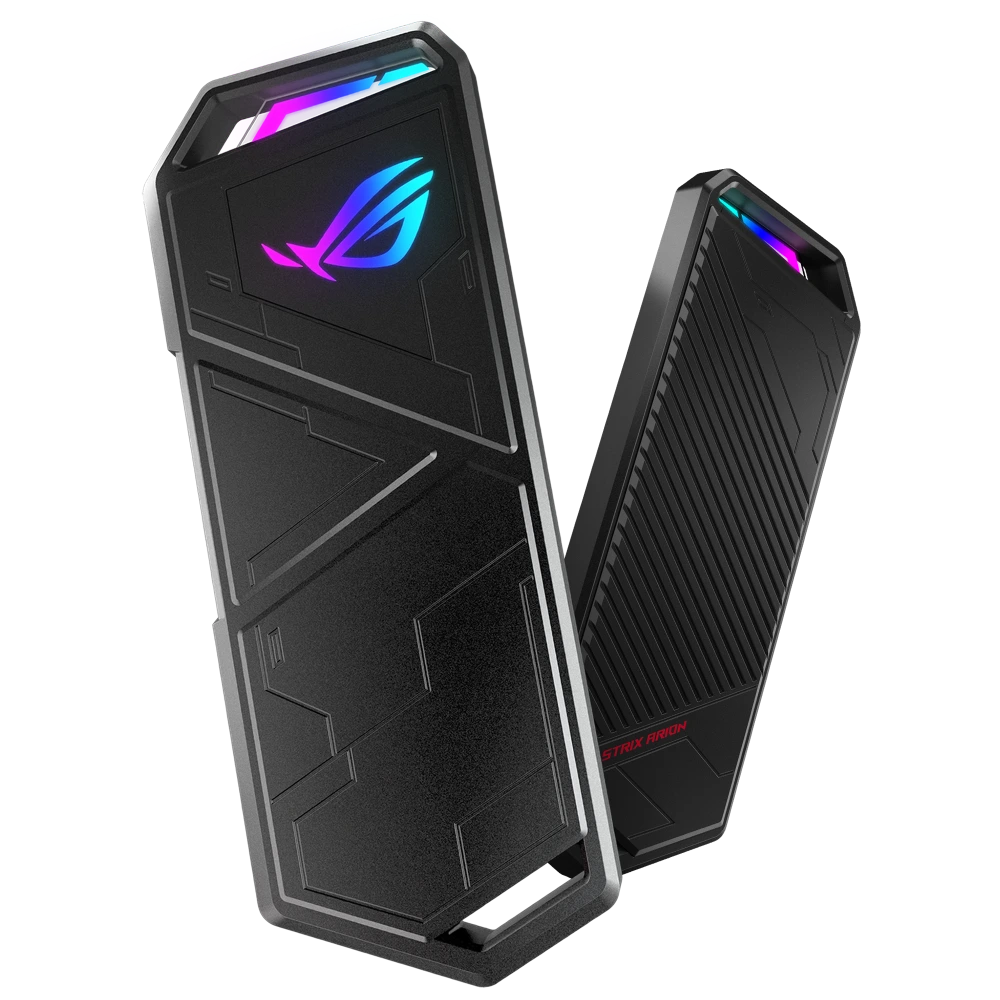 ASUS ROG Strix Arion front and back view, with AURA lighting