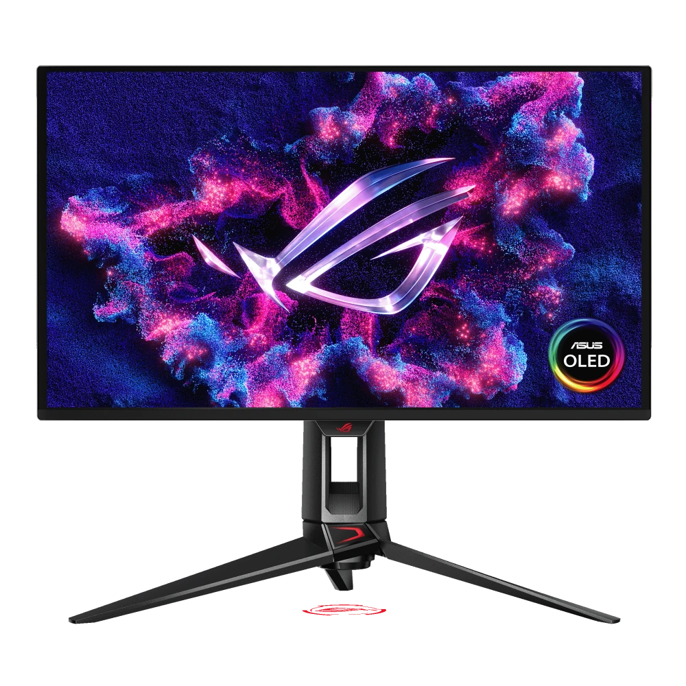 ASUS ROG Swift OLED PG27UCDM front view with OLED logo
