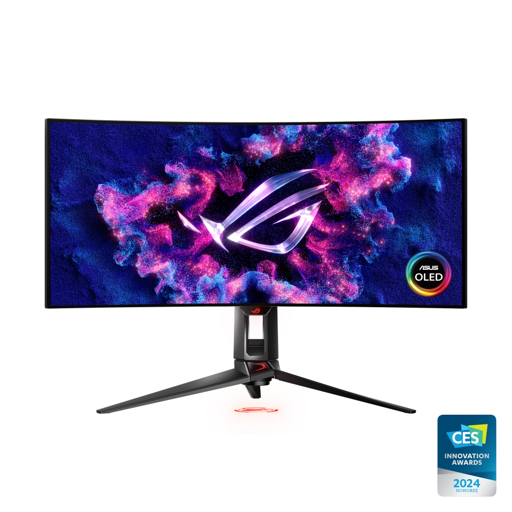 ASUS ROG Swift OLED PG34WCDM front+icon+award