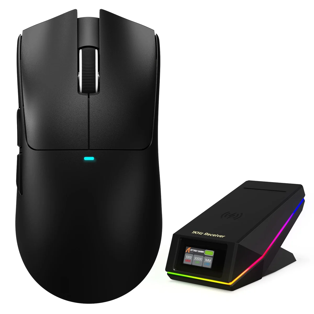 Attack Shark X11 Pro V2 black wireless gaming mouse with TFT display charging dock