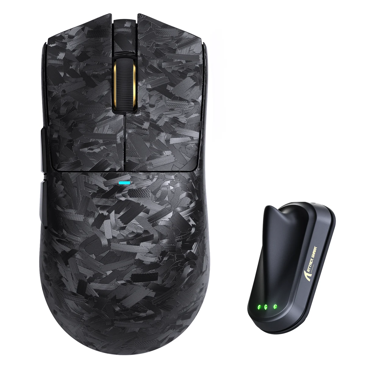 Attack Shark X11 Ultra carbon-fibre wireless gaming mouse in black with 8K dock