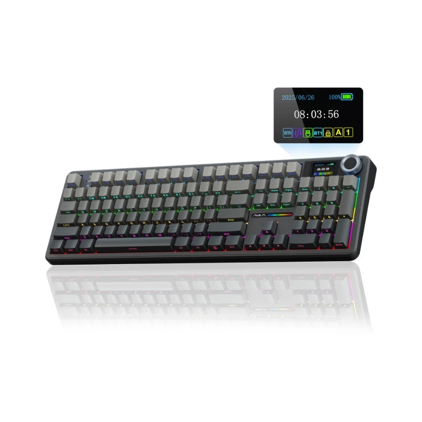 Aula F108 Pro Full-Size Smart Screen Tri-Mode Wireless Mechanical Keyboard