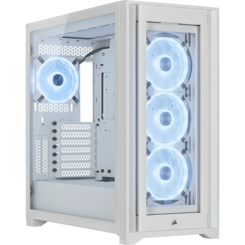 Corsair iCUE 5000X RGB QL Edition Mid-Tower ATX Case - True White view 1