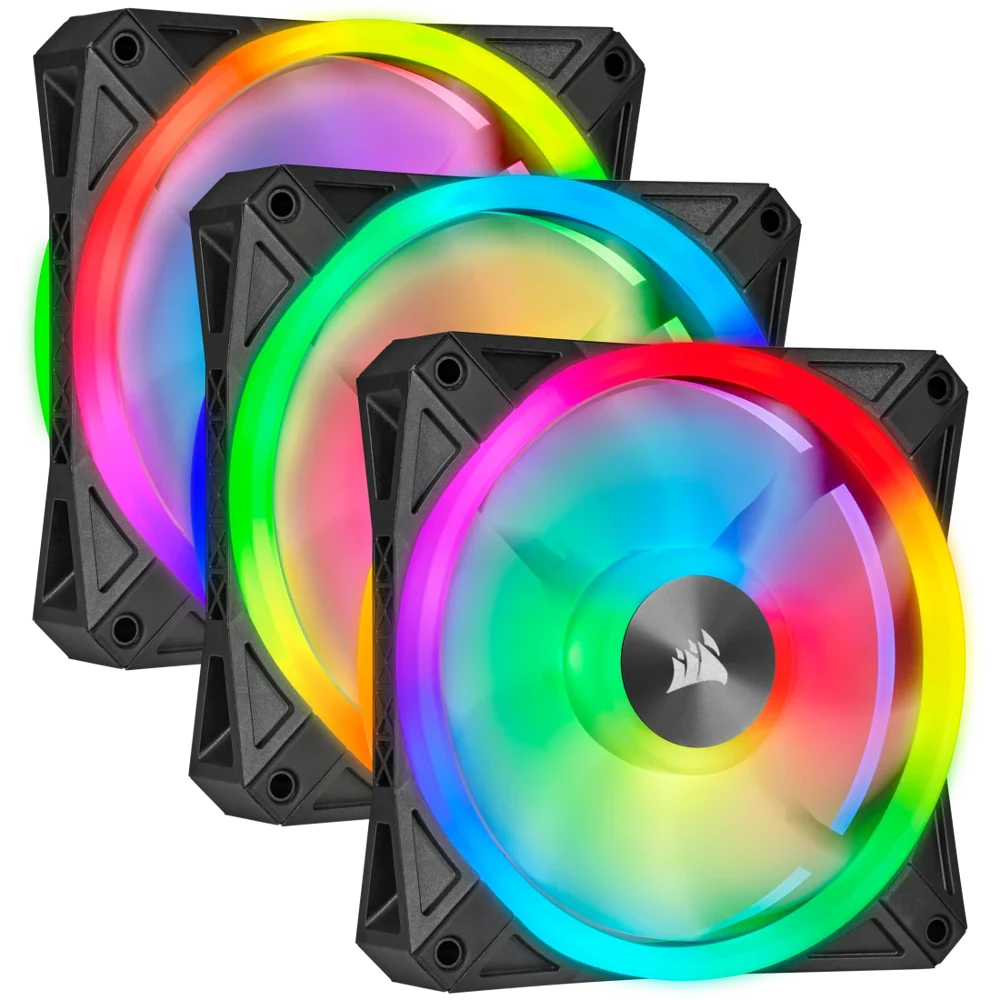 Corsair iCUE QL120 RGB 120mm PWM Triple Fan Kit with Lighting Node CORE view 1