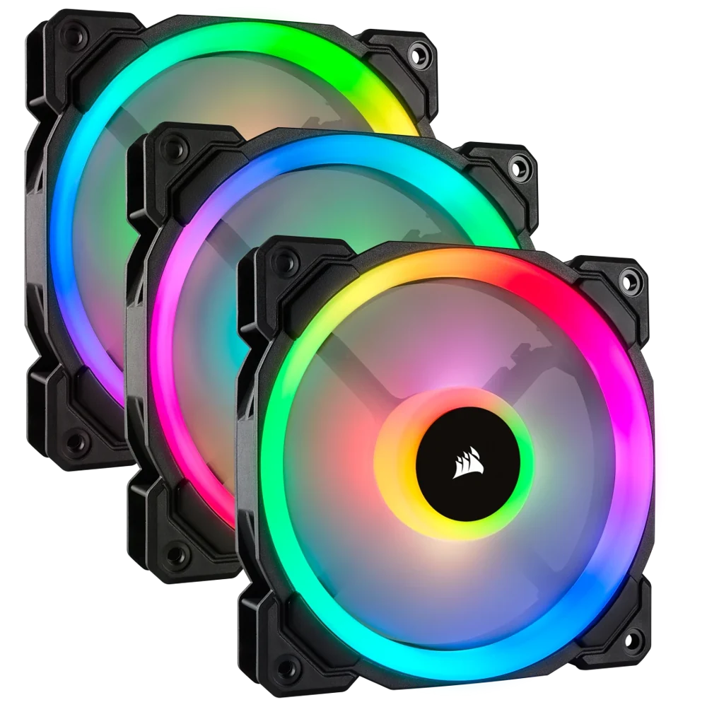 Corsair LL120 RGB 120mm Dual Light Loop PWM Fan Triple Pack with Lighting Node PRO view 1