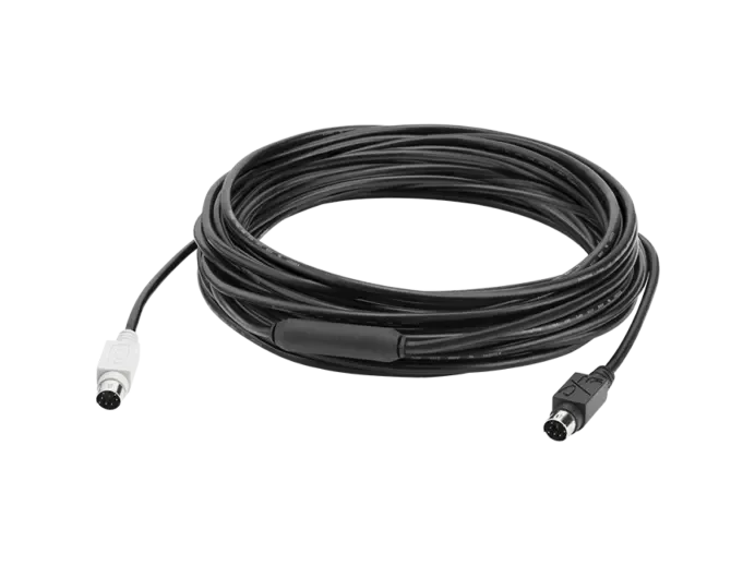 Logitech GROUP 10m extended cable coiled with mini-DIN connectors