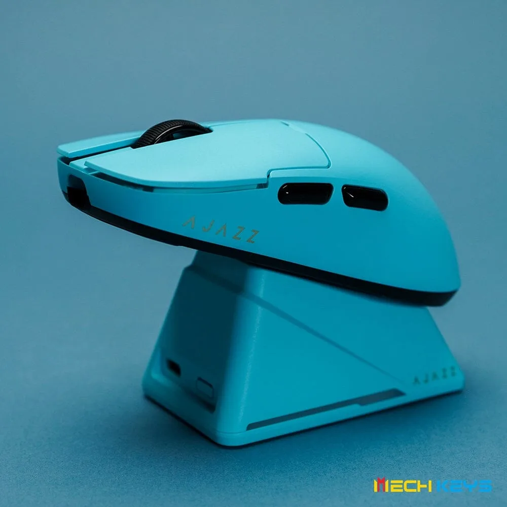 Ajazz AJ159 Apex 8K Tri-Mode Wireless Gaming Mouse with Magnetic RGB Charging Dock (56g, PAW3950) - Blue