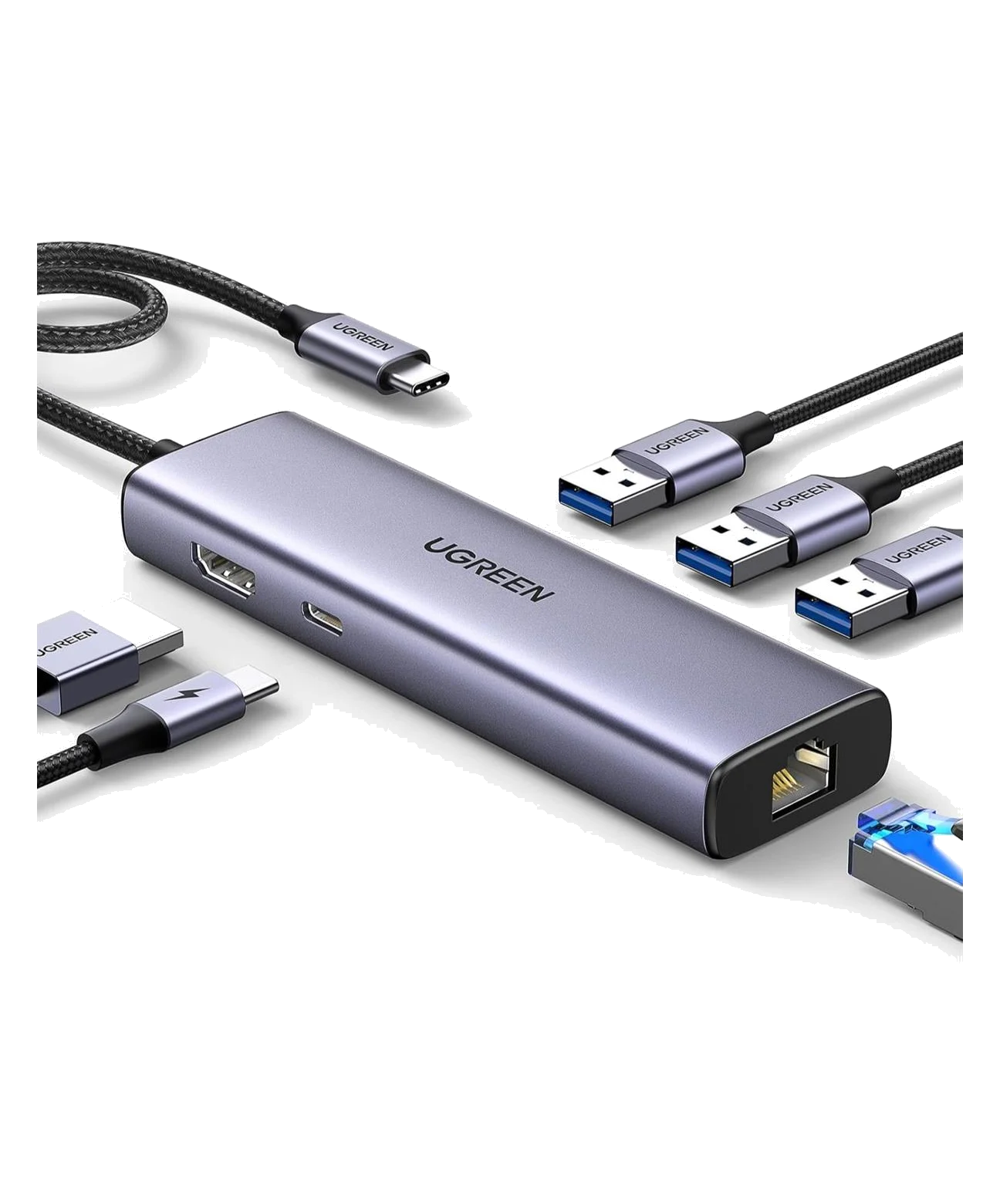 USB-C Hub, HDMI 4K@30Hz, 3x USB 3.0, Gigabit Ethernet and USB-C PD (6-in-1)
